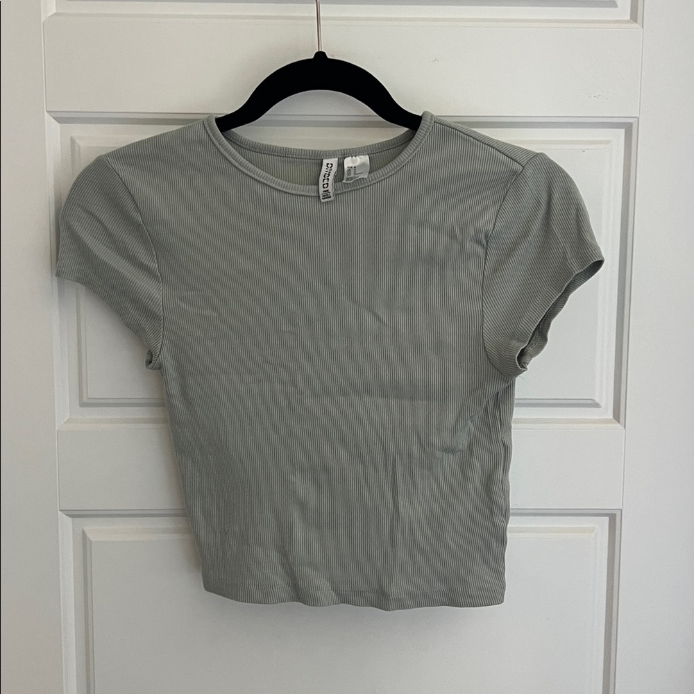 Ribbed Teal Crop Top